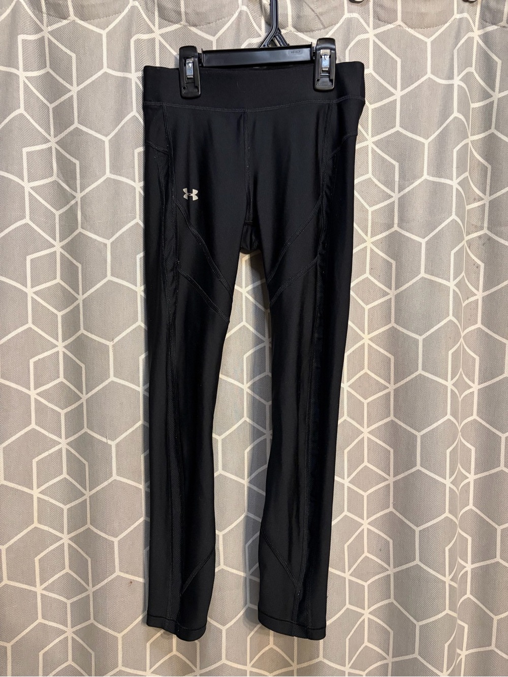 Under Armour Black Compression Leggings with Silver Logo